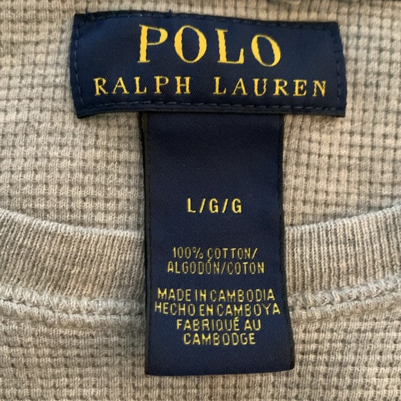 POLO RALPH LAUREN GRAY LONG SLEEVED WAFFLE THERMAL TOP - Picture 5 of 5